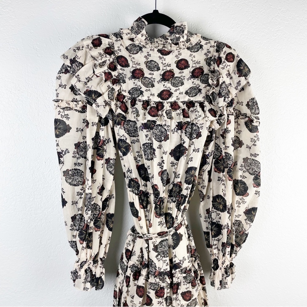 Ulla Johnson Winnifred Floral Long Sleeve Midi Dress Cotton Smocked Casual - Picture 5 of 11